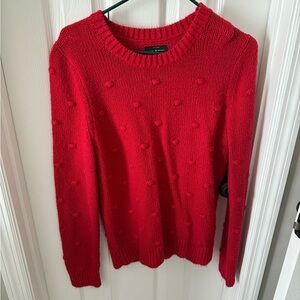 Lucky Brand Red Textured Crew Neck Sweater